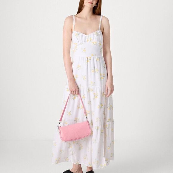 Hollister Co. EMEA BARE Maxi dress lemons size Medium White/Yellow Nwt in pkg - Picture 2 of 8